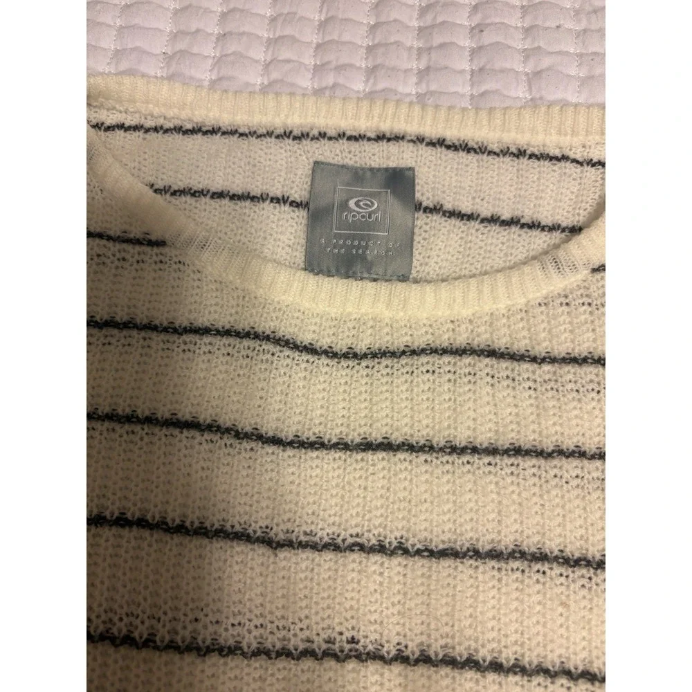 Rip Curl Long Sleeve Lightweight Dark Gray Striped Sweater, Oversized Crop, M - Picture 2 of 9